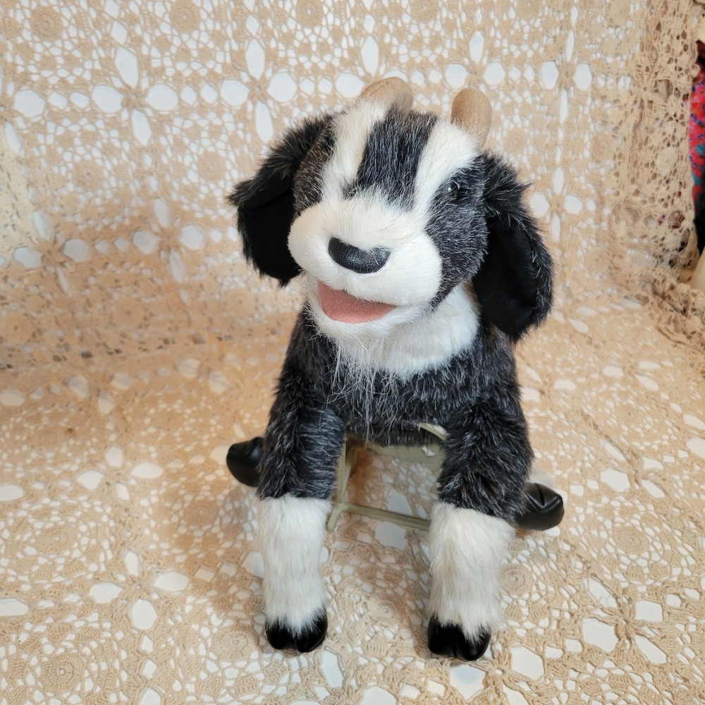 Folkmanis Goat Hand Puppet Kids Black White Excellent Realistic Toy Plush Story